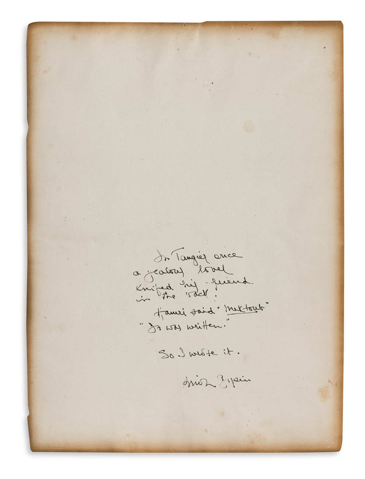 BRION GYSIN (1916-1986) Autograph Manuscript Signed,
